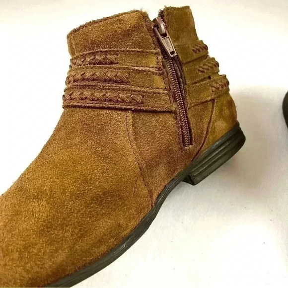 Minnetonka Women's Dixon Brown Suede Braided Buckle Moccasin Zip Booties Size 8 - Picture 6 of 10